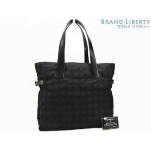 Chanel Travel Line Tote Black Nylon Leather Bag Shoulder